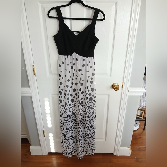 Cato Dresses & Skirts - Cato Black And White Polka Dot Tank Maxi Sun Dress Babydoll Y2k Size 8